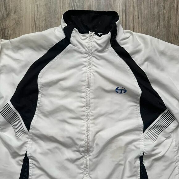 Sergio Tacchini White And Black Windbreaker Jacket Size Large - Picture 2 of 9